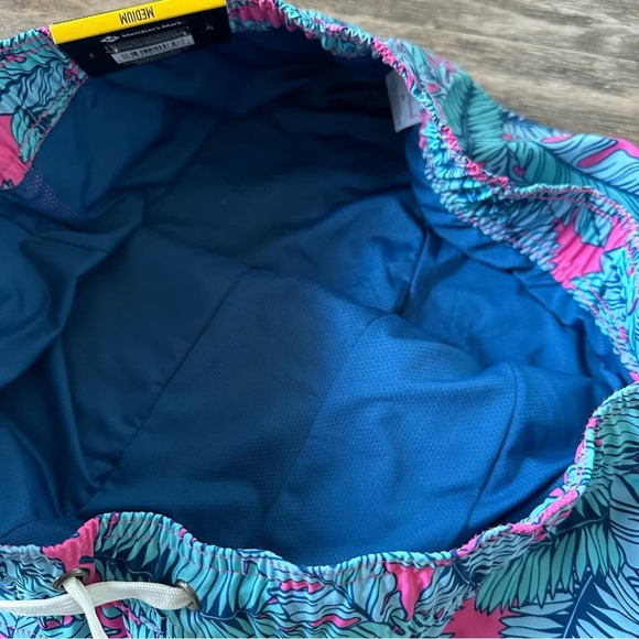 NWT Members Mark Mens Medium Resort Swim Trunks Boxer Lined Blue Pink Swimsuit - Picture 3 of 5